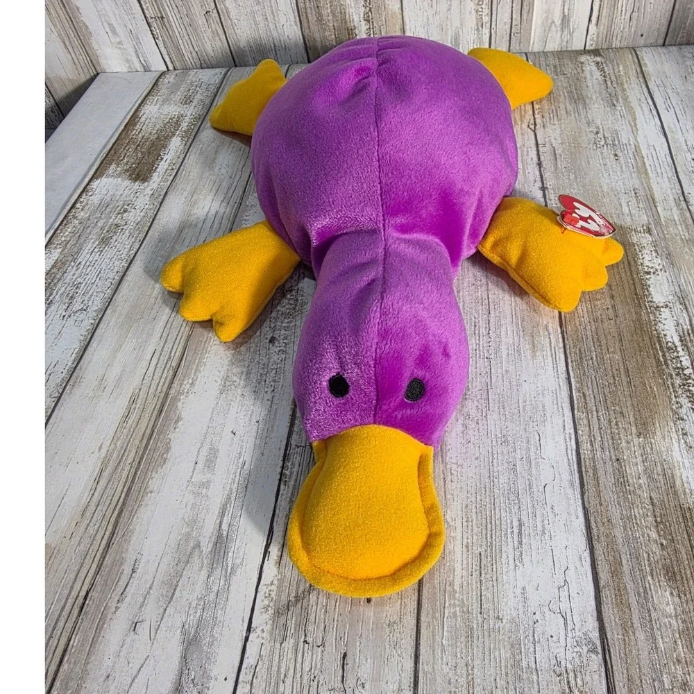 Ty‎ Beanie Buddy Patti the Platypus 1998 Vintage Purple Yellow Large Plush 16 '